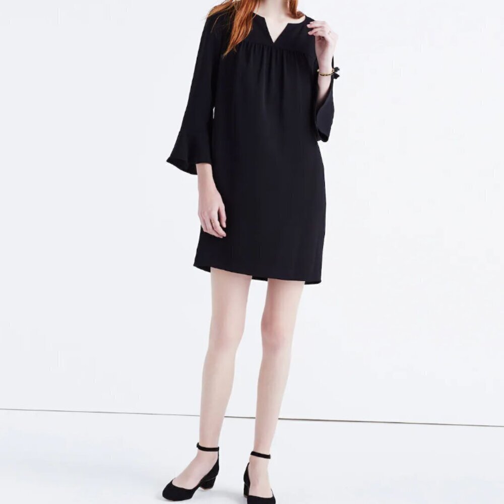 Madewell Women's Size XS Black Starland Bell-Sleeve Mini Dress